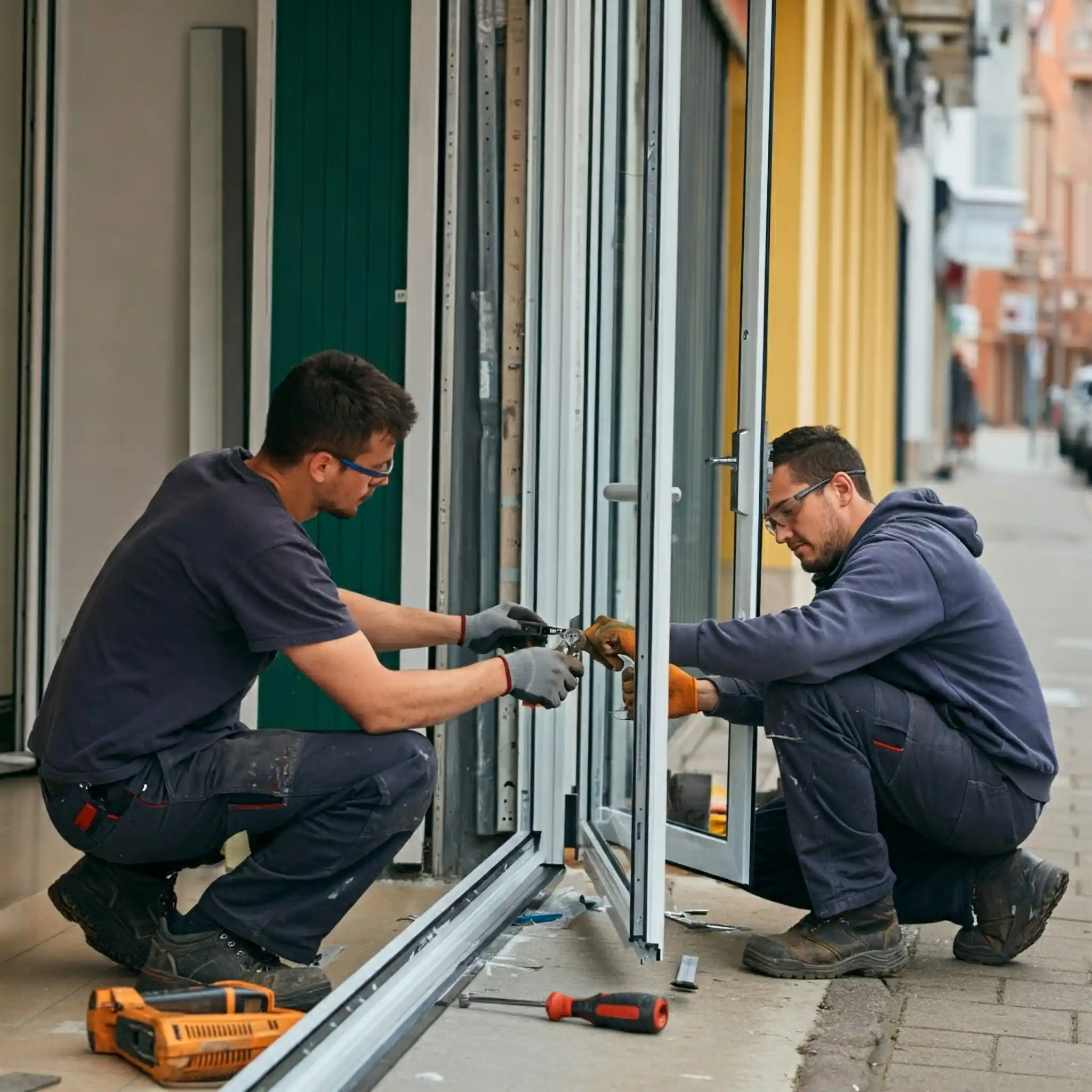 Repairing aluminium commercial door closer in London