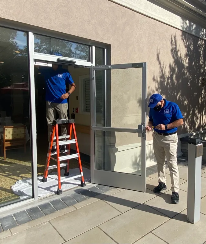 Well maintained commercial glass door entrance in London